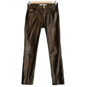 BLUMARINE | Italy Skinny Wet Look Metallic Shimmer Brown Pants Sz S